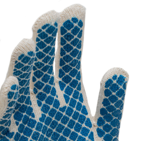 Перчатки х/б, ПВХ покрытие, "Шахматный облив", 10 класс