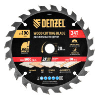 Пильный диск по дереву ф190 х 20 мм, 24 зубьев Denzel