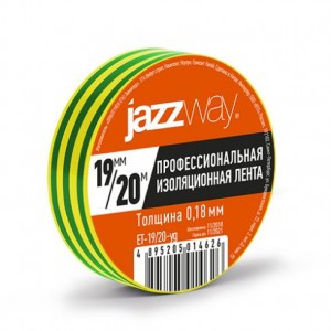 Изолента ПВХ Jazzway 19x20  желто-зеленая (100!)