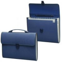 Портфель пласт. BRAUBERG А4, 332*292*32мм, 13 отделений, рельеф, пласт. индекс, т-синий, 221379