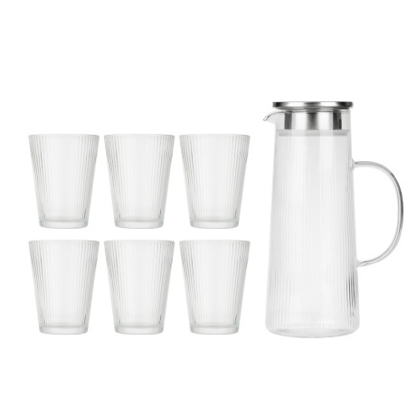 SATOSHI Набор Кувшин 1,3л, 6 стаканов 200мл, стекло, нерж.сталь