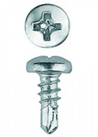 Саморезы ЗУБР "МАСТЕР" со сверлом оцинк., д/ крепления лист. металла до 2мм, полусферич. голо