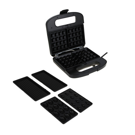 LEBEN Мультипекарь 3-в-1, 1000 Вт, 3 съёмных панели (орешки, венские вафли, гриль)