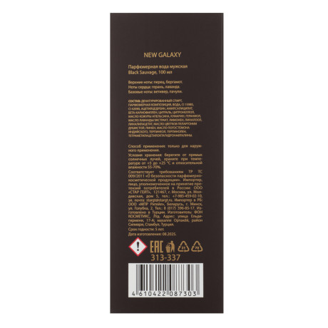 NEW GALAXY Парфюмерная вода мужская Black Sauvage, 100 мл