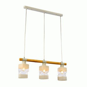 EVOLUCE св-к подвесной 3x60W E27 600x100x205 Белый, Светлое дерево/Белый, Прозр. IP20 SLE114503-03