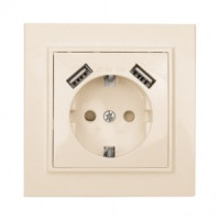 EKF Минск роз. СУ 1 мест. беж. 16А 2 USB 2,1А (земля, шторки) ERR16-028-200-2USB