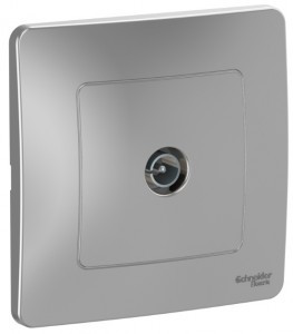 Systeme Electric BLANCA роз. TV СУ 1 мест. алюм. (пл.осн., окон., RG6, 1dB) BLNTS000013 (10!)