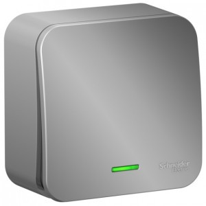 Systeme Electric BLANCA выкл.(перекл проходн) ОУ 1 кл. 10А алюм(пл.осн, инд изол.пл)BLNVA106113(5!)