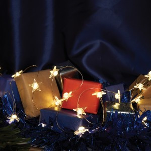 Feron Гирлянда-нить Звездочки на проволоке 20LED 2700K 2xАА 2.3м прозр. шнур IP20 CL589 51445