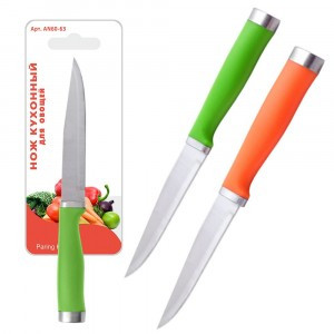 Нож кухонный д/овощей, дл.19см,лезвие8,5см (кратность 6шт!!!), пластик, нерж.сталь AN60-63 Мультидом