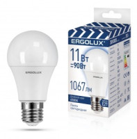 Ergolux ПРОМО ЛОН A60 E27 11W(1067lm 270°) 6500K 6K матовая 106x60 пластик/алюм. LED-A60-11W-E27-6K