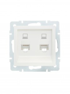 Lezard VESNA мех. роз. комп СУ 1 мест. перламутр (2хRJ45) (корп. ABS) 742-3088-141