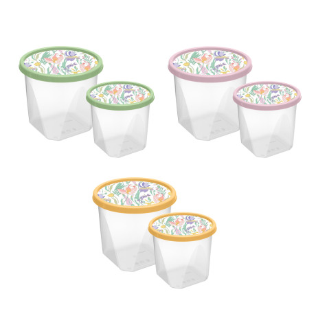 Ботаника Набор контейнеров круглых 0,6л+1,0л, пластик, 3 цвета