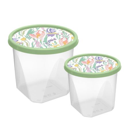 Ботаника Набор контейнеров круглых 0,6л+1,0л, пластик, 3 цвета