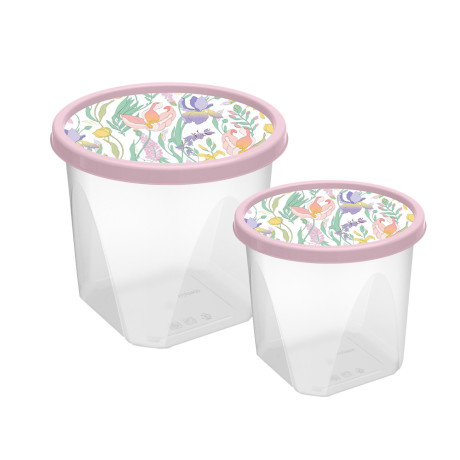 Ботаника Набор контейнеров круглых 0,6л+1,0л, пластик, 3 цвета