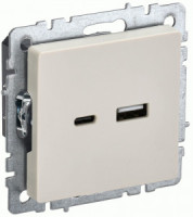 IEK BRITE мех. роз. СУ USB A+C 18Вт РЮ11-1-БрКр беж. BR-U22-018-K10