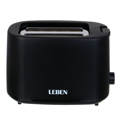 LEBEN Тостер, 650 Вт, 2 слота, регулятор мощности/степени прожарки, пластик, металл, чёрный
