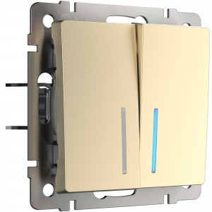 Werkel мех. выкл. СУ 2 кл. 10A (инд.) (шампань) (WL11-SW-2G-LED a040923)W1120111 a050859