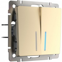 Werkel мех. выкл. СУ 2 кл. 10A (инд.) (шампань) (WL11-SW-2G-LED a040923)W1120111 a050859