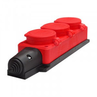 UNIVersal колодка ОУ тройная 3гн. с загл. каучук (красная) 2P+PE 1x16A 220-240V IP44 3073 (РФ)