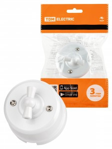 TDM РЕТРО ВИВИ выкл. ОУ поворотный проходной (бантик) (ABS-пластик) 10А белый  SQ1820-1005