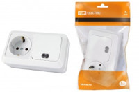 TDM Ладога блок горизонт. (роз. + 1 кл. выкл.) ОУ бел. (земля, инд. IP20) БКВР (10!) SQ1801-0103