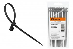 TDM Хомут нейлоновый с монтажным отверстием 3,5х100мм черн (10!) (уп.100шт, цена за уп.) SQ0515-0502