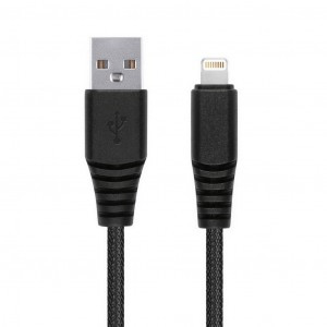 Дата-кабель Smartbuy USB - 8-pin для Apple, "карбон", экстрапрочн., 2.0 м, до 2А, черный (iK-520n-2)