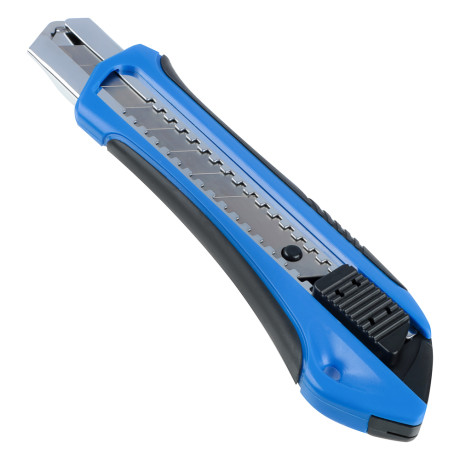 ЕРМАК Нож универсальный 25мм, метал.направ., Autolock, пластик+TPR, блистер