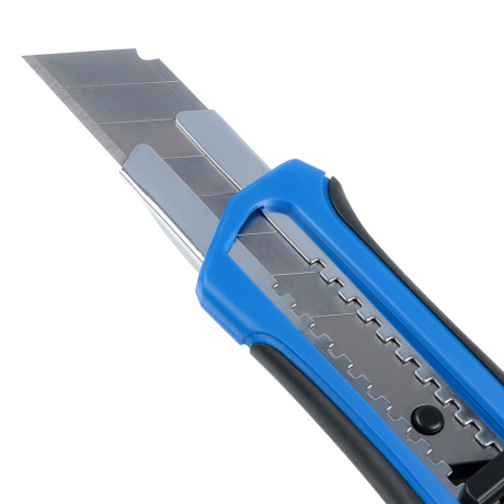 ЕРМАК Нож универсальный 25мм, метал.направ., Autolock, пластик+TPR, блистер