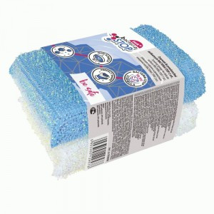 Губки для посуды(тефлон/эмаль)поролон/полиэфирная металлиз нить,2шт,БАКТЕРИЯ СТОП,032050/ YORK