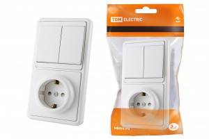 TDM блок (верт.) (роз. + 2 кл. выкл.) СУ бел. (земля, шторки) БКВР-1 (10!) SQ1813-0002