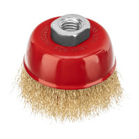 Щетка для УШМ, 75 мм, М14, &quot;чашка&quot;, латунированная витая проволока Matrix