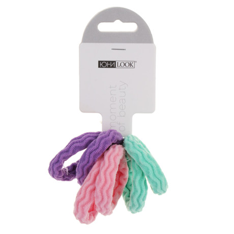 ЮНИLOOK Резинки для волос 6шт, d4,5см, нейлон, 4 микса цветов, ACS-54