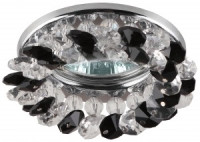 ЭРА DK16 CH/WH/BK св-к встр. 50W MR16 GU5.3 &quot;круг с мелкими кристаллами&quot; 90x25 прозрач./черный/хром