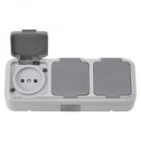 Bylectrica ПРАЛЕСКА АКВА блок (роз. 3 мест. 16А ОУ (крышка, IP54, ABS) серый (РА16-0131 (03))