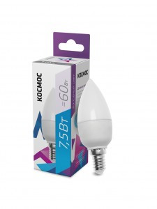 Космос свеча  E14 7,5W (7W) (600lm) 6500K 6K матов. 99x37 LkecLED7.5wCNE1465
