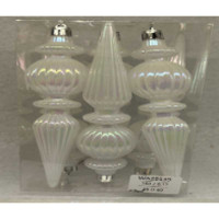 Шар WA25539 6 шт 17 см Сосульки рельефные Белый Перламут