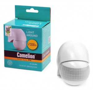 Camelion датчик движения ИК LX-454 настенный 1200W 180° (дальность 12м) белый IP44