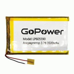 Ак-р Li-Pol GoPower LP605590 PK1 3.7V 3500mAh с защитой (1/10/250)