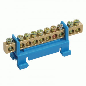 REXANT Шина N "Ноль" (нул.) на DIN-рейку 6x9мм 10 отв. 80A, инд.шк 11-2354