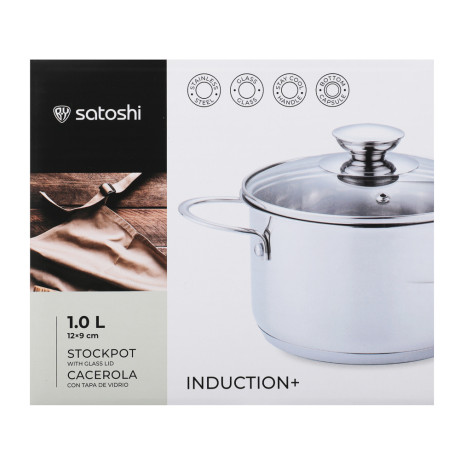 SATOSHI Мини Кастрюля 12х9,0см. 1,0 л. со стекл. крышкой, индукция