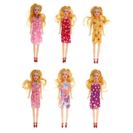 ИГРОЛЕНД Кукла в платье, 29 см, PP, PVC, 10,5х4х35,5 см, 6 дизайнов