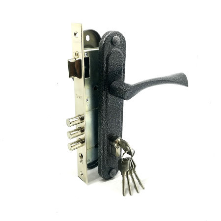 Замок врез ЗВ4-85.3 Зенит (серебро, м/о-85мм, 5кл.) с ручками   \10