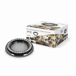 Gauss CA038 св-к встр. MR16 Круг выпуклый стразы 85(60)x35 Крист./Черный