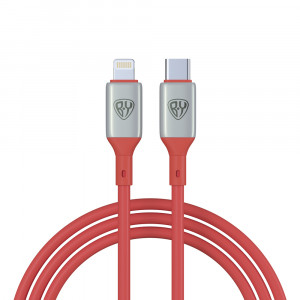BY Кабель для зарядки Space Cable Pro Type-C - iP, 2.4А, 1м, Быстрая зарядка, штекер металл, красный