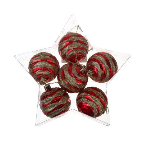 СНОУ БУМ Набор шаров 6 см, 6 шт, красный-золото, 26-194