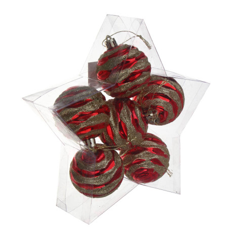 СНОУ БУМ Набор шаров 6 см, 6 шт, красный-золото, 26-194