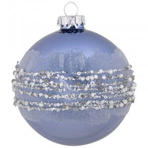 Шар "Изморозь" 8см, цвет голубой (кратность16шт!)(цена за 1шт) Волшебная страна