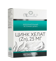 БАД &quot;Цинк Хелат (ZN) 25мг&quot; Мирролла, 40табл